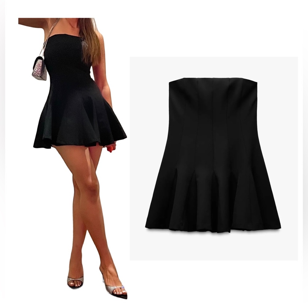 Zara Godet Mini Strapless dress